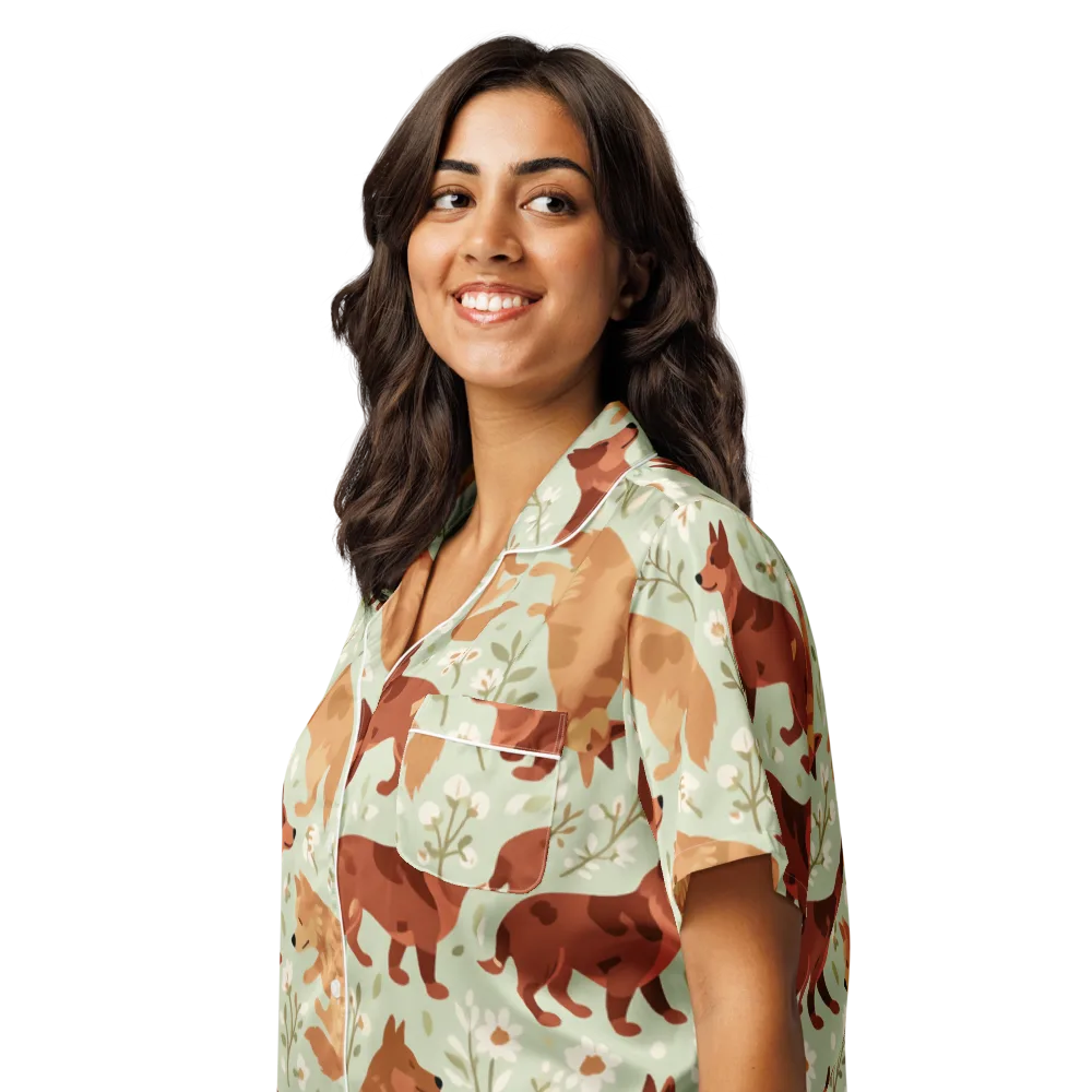 Vulpine Garden on Women's Short Sleeve Pajama Top — Left Front