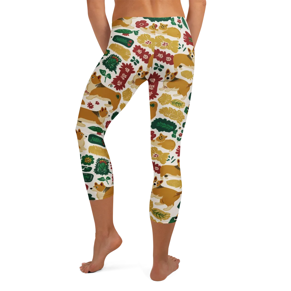 Corgi Conservatory on Capri Leggings — Back