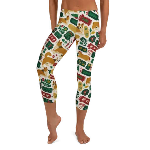 Corgi Conservatory on a Capri Leggings