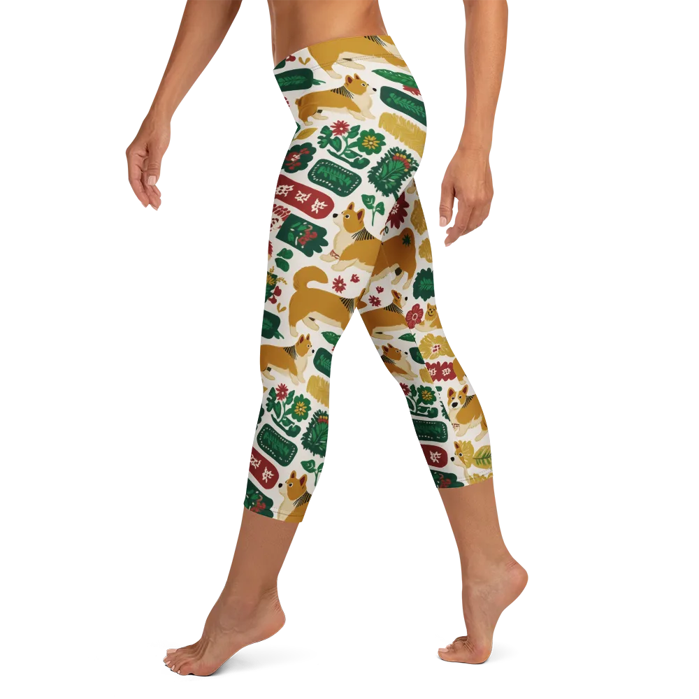 Corgi Conservatory on Capri Leggings — Left