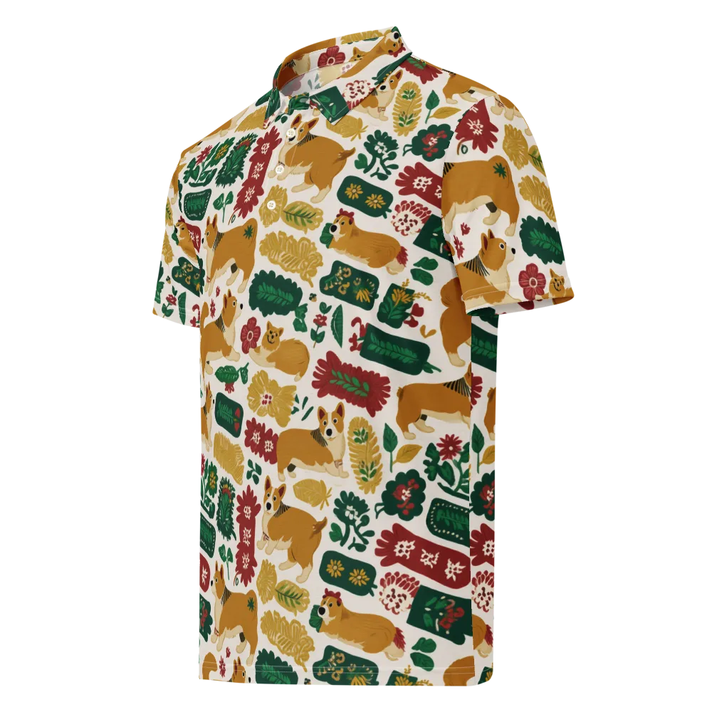 Corgi Conservatory on Men's Slim Fit Polo Shirt — Left Front