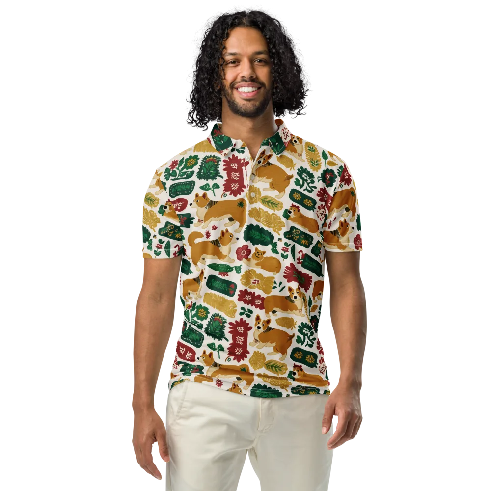 Corgi Conservatory on Men's Slim Fit Polo Shirt — Front