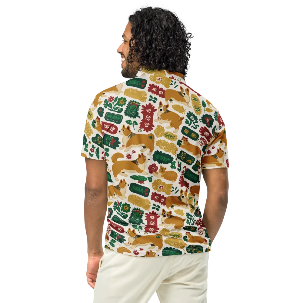Corgi Conservatory on Men's Slim Fit Polo Shirt — Back