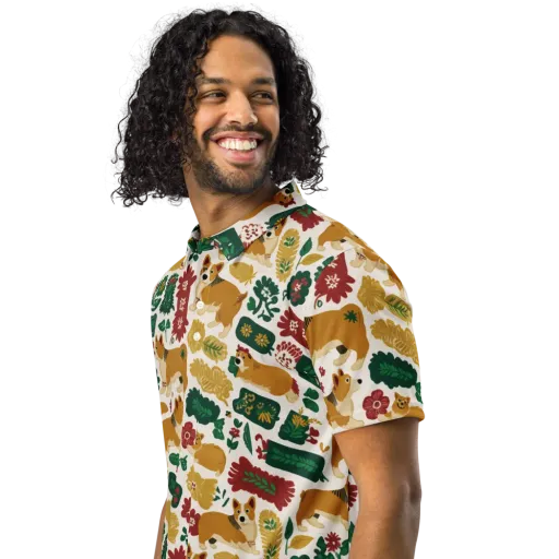 Corgi Conservatory on a Men's Slim Fit Polo Shirt