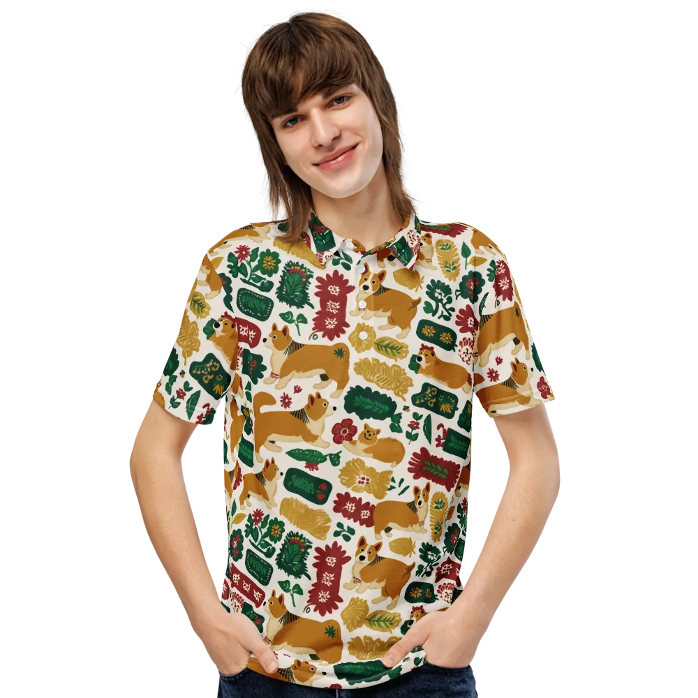 Corgi Conservatory on Men's Slim Fit Polo Shirt — Front