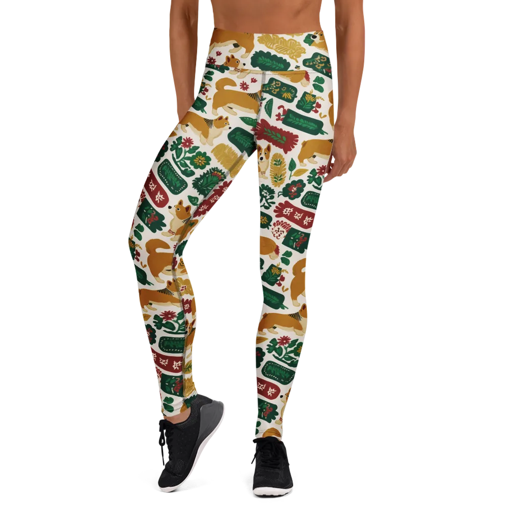 Corgi Conservatory on Yoga Leggings — Front