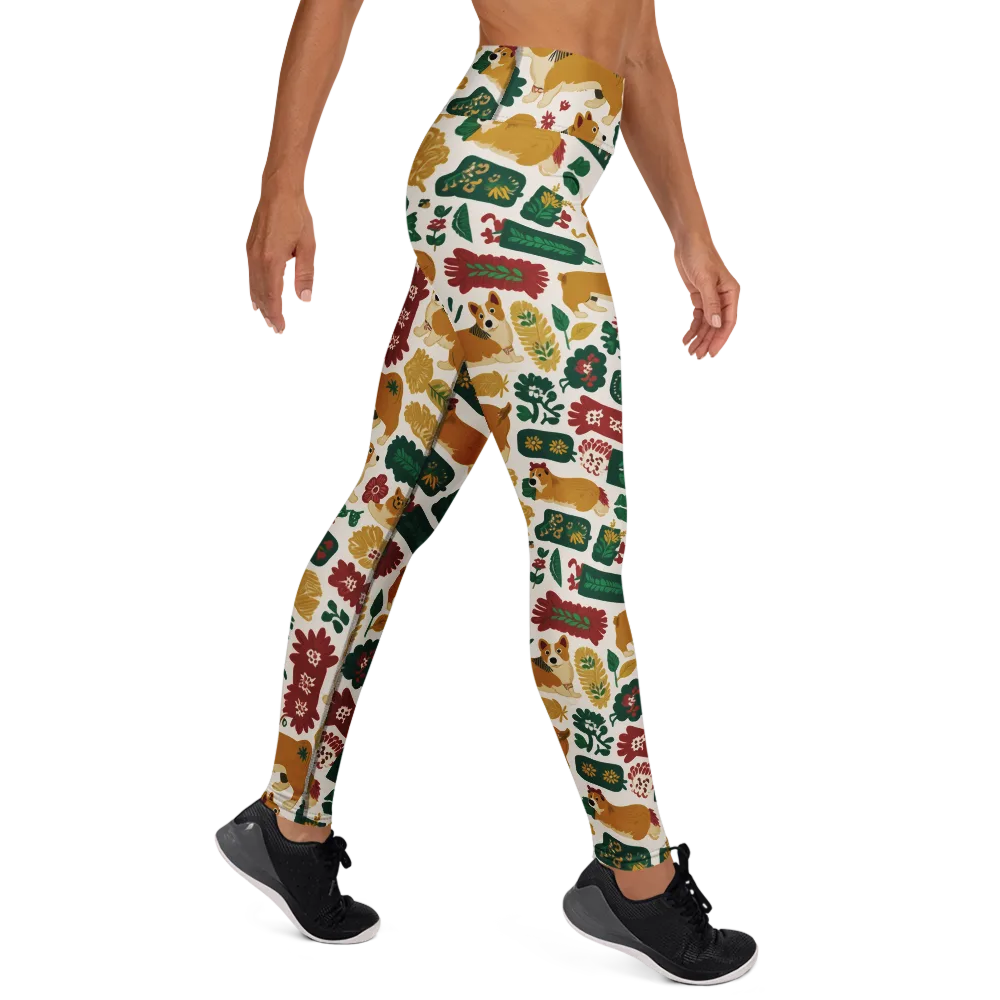 Corgi Conservatory on Yoga Leggings — Right