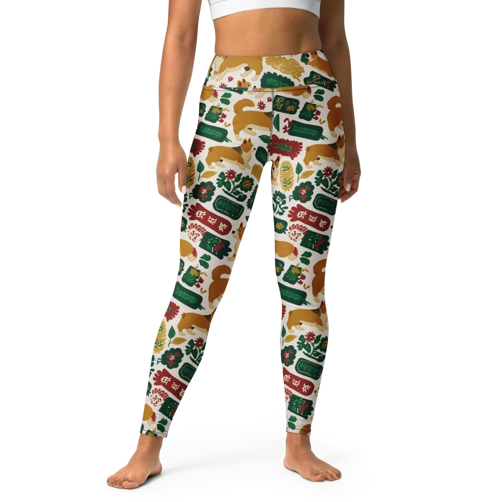 Corgi Conservatory on Yoga Leggings — Front