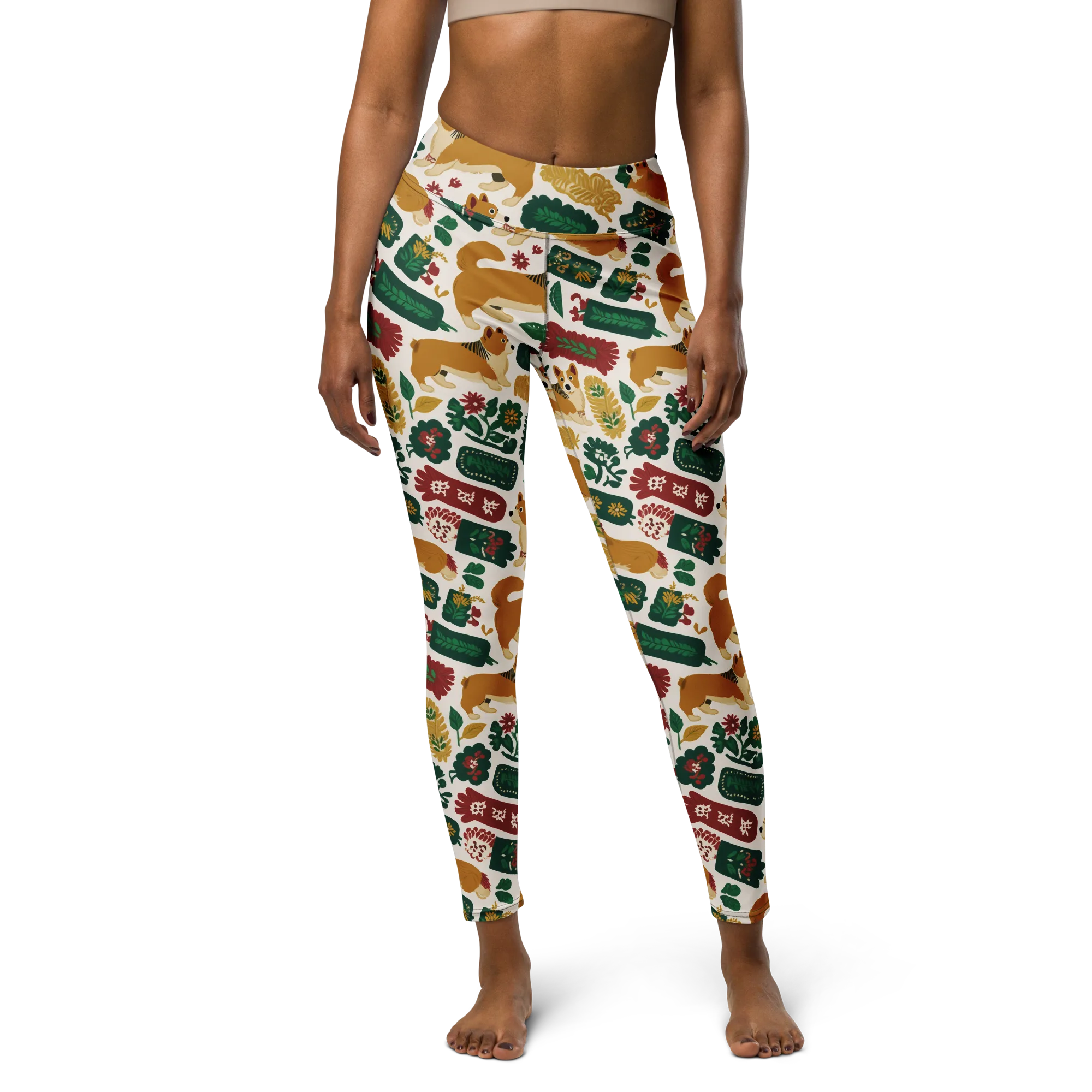 Corgi Conservatory on Yoga Leggings — Front