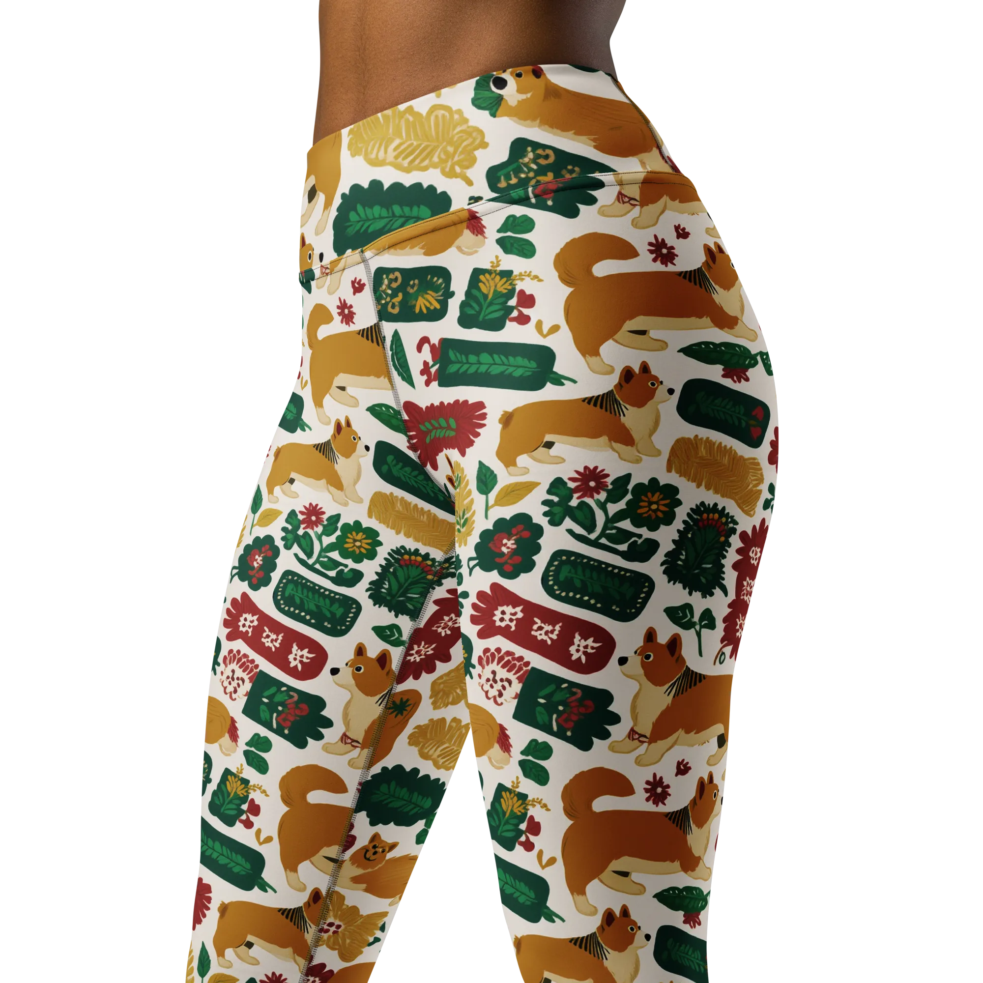 Corgi Conservatory on Yoga Leggings — Left Front