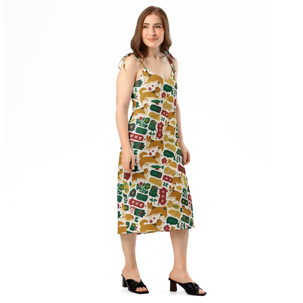 Corgi Conservatory on Slip Dress — Right Front
