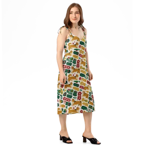Corgi Conservatory on a Slip Dress