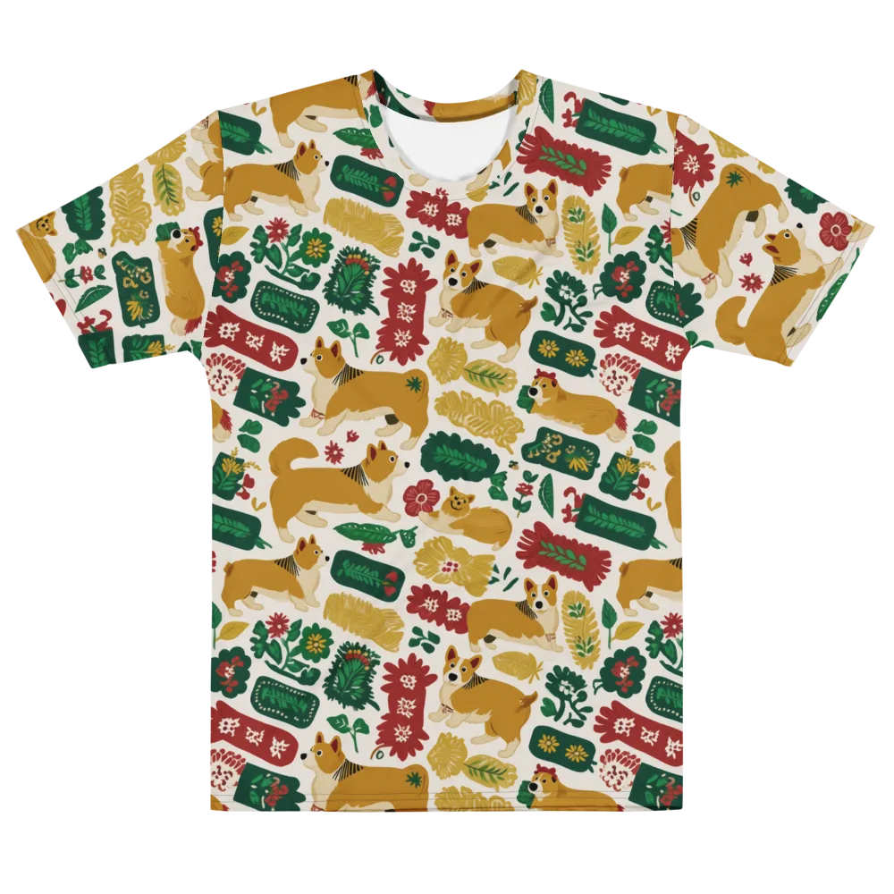 Corgi Conservatory on Men's Cotton Crew Neck T-Shirt — Front