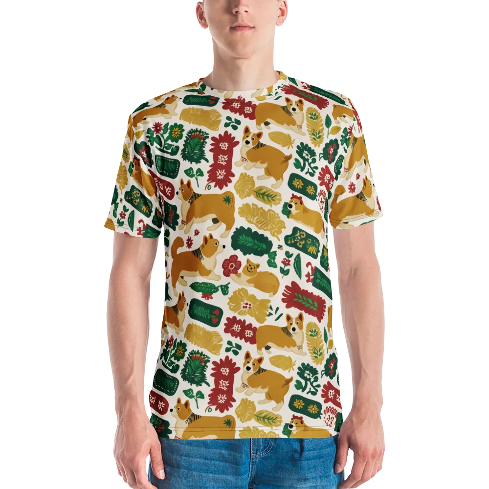 Corgi Conservatory on Men's Crew Neck T-Shirt — Front