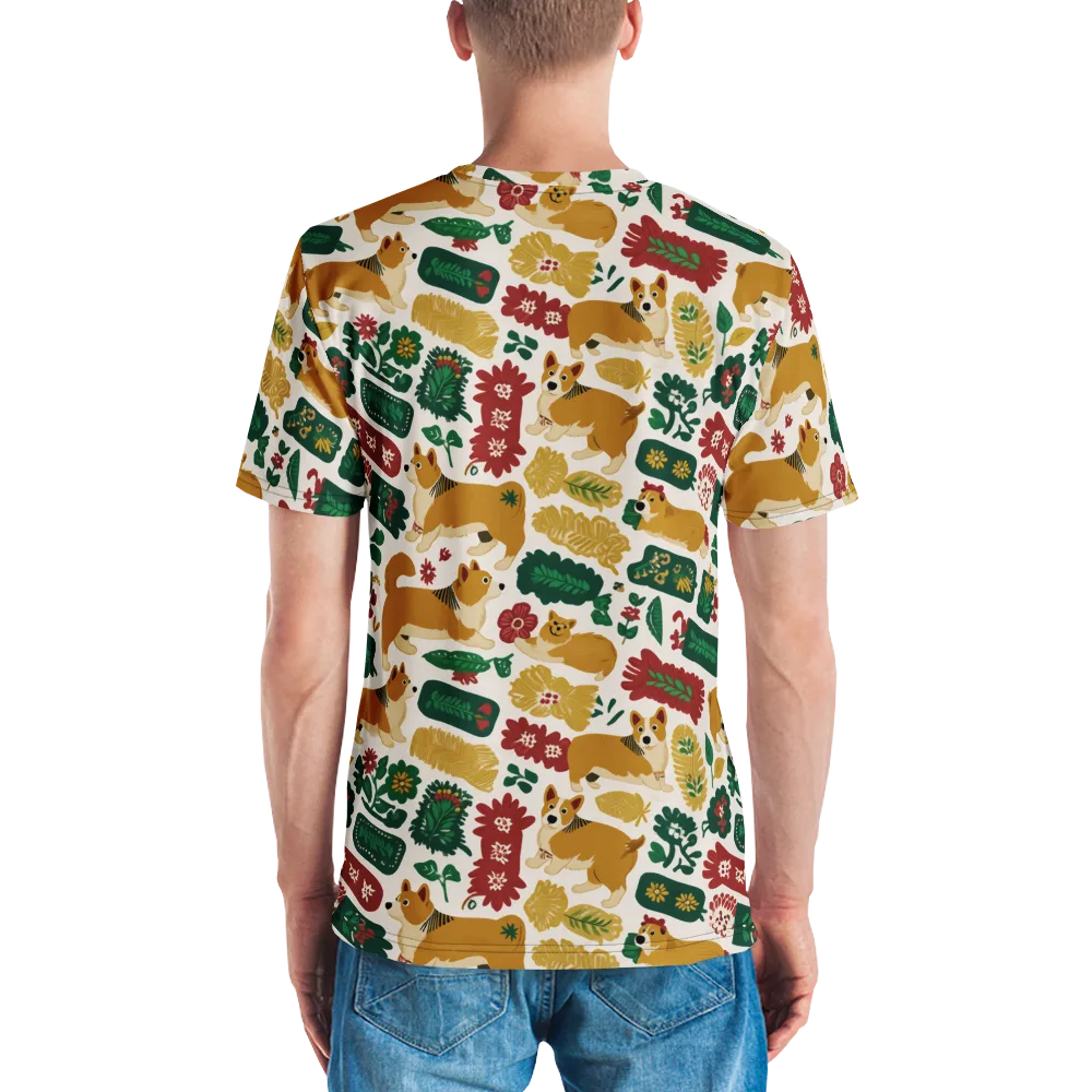 Corgi Conservatory on Men's Crew Neck T-Shirt — Back