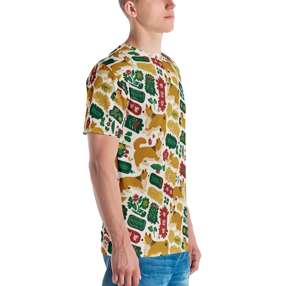 Corgi Conservatory on Men's Crew Neck T-Shirt — Right