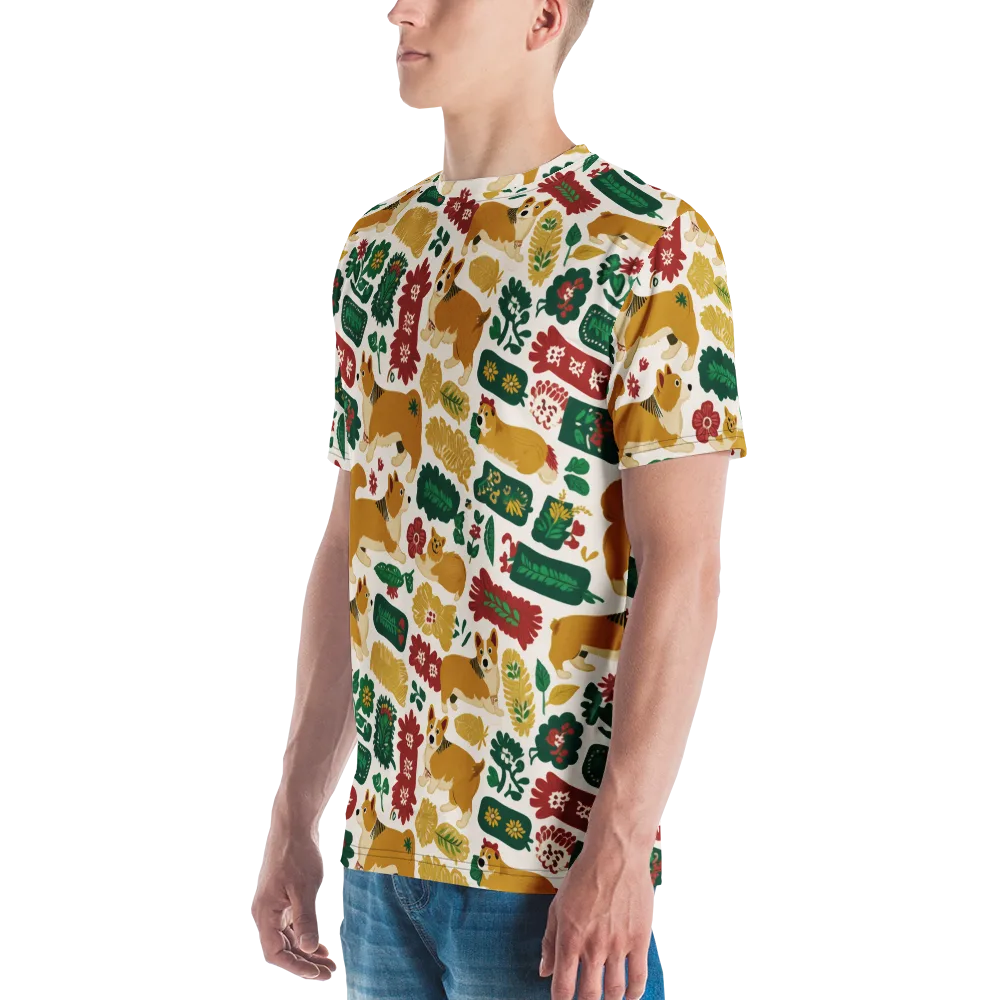Corgi Conservatory on Men's Crew Neck T-Shirt — Left