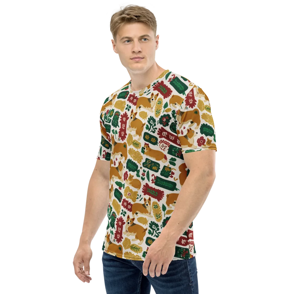 Corgi Conservatory on Men's Crew Neck T-Shirt — Left