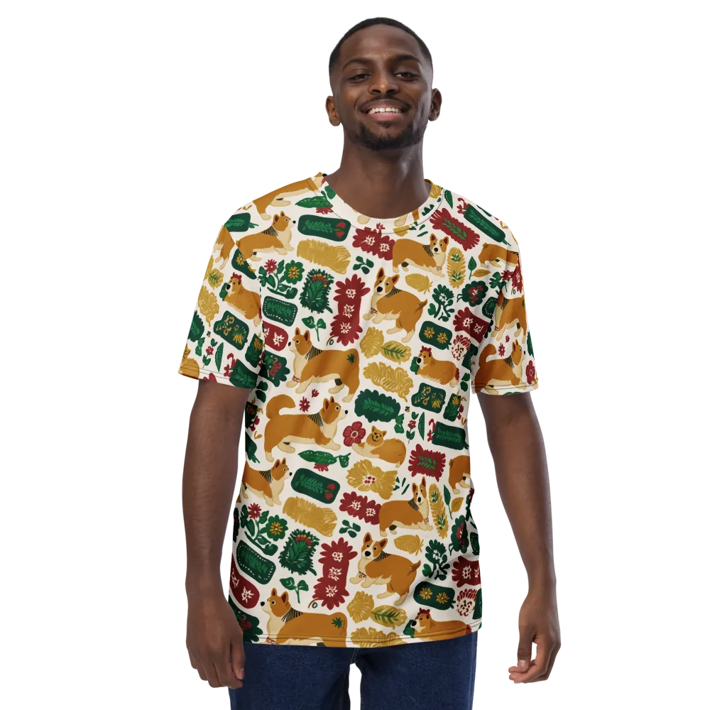 Corgi Conservatory on Men's Crew Neck T-Shirt — Front