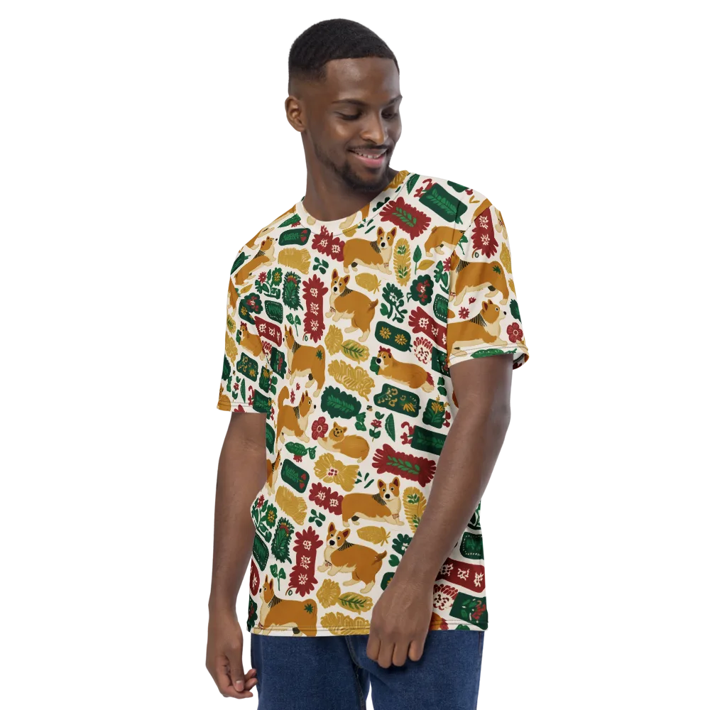 Corgi Conservatory on Men's Crew Neck T-Shirt — Left