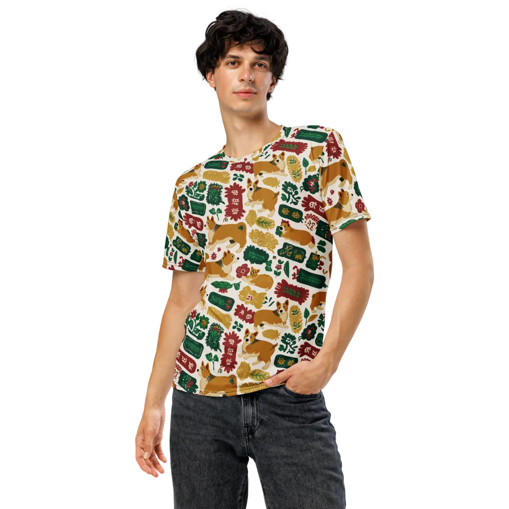 Corgi Conservatory on Men's Crew Neck T-Shirt — Front