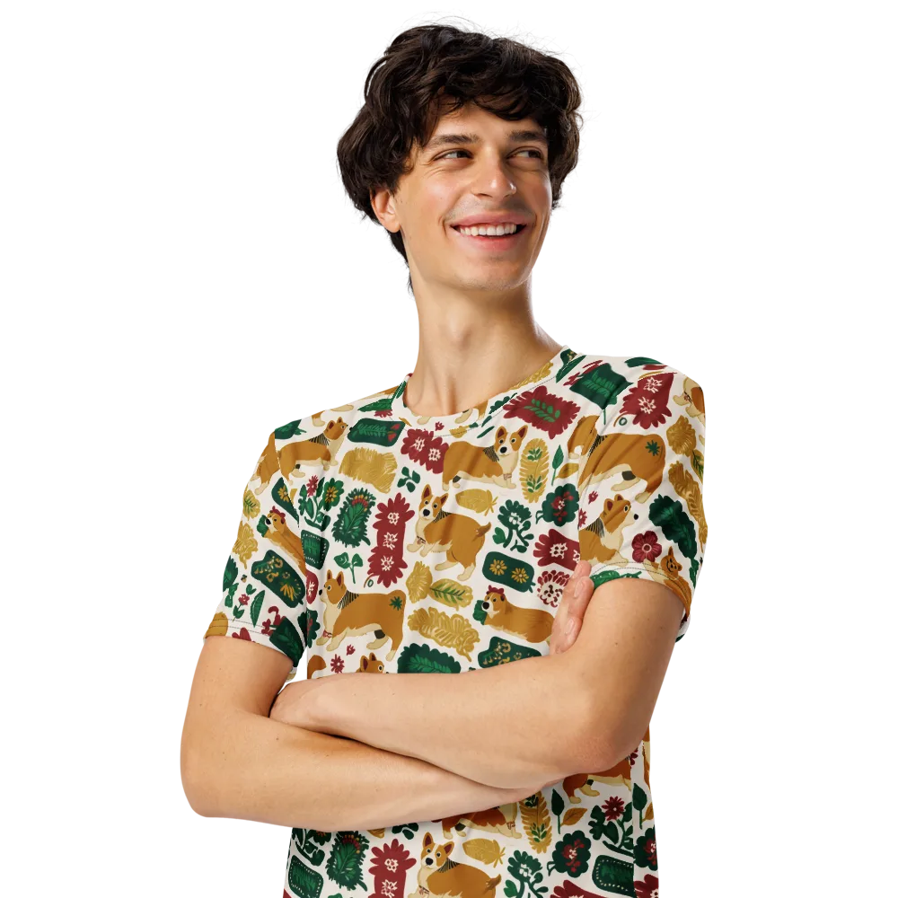 Corgi Conservatory on Men's Crew Neck T-Shirt — Left Front