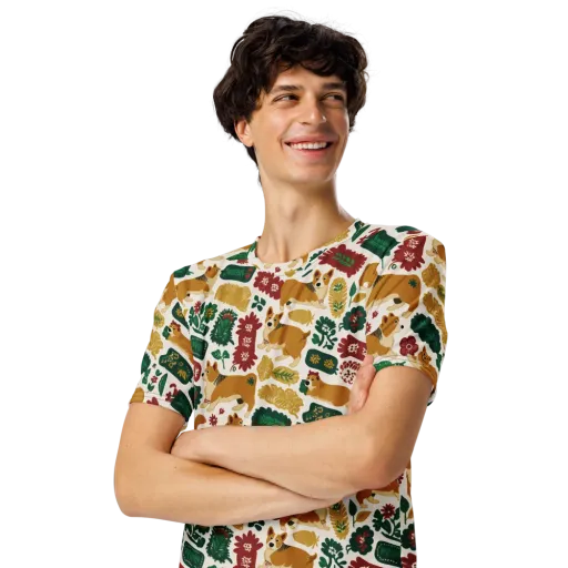 Corgi Conservatory on a Men's Crew Neck T-Shirt