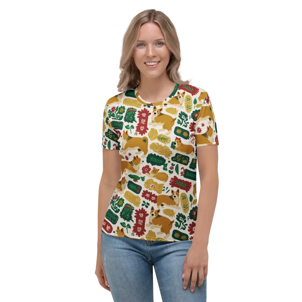 Corgi Conservatory on Women's Crew Neck T-Shirt — Front