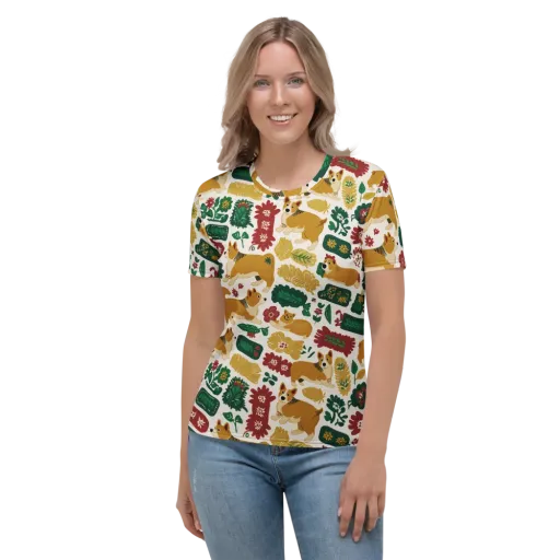 Corgi Conservatory on a Women's Crew Neck T-Shirt