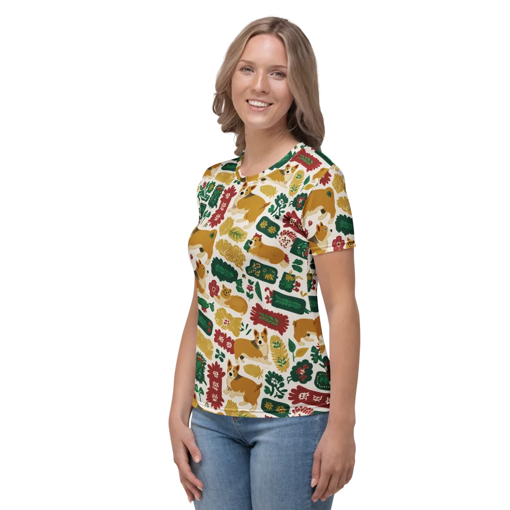 Corgi Conservatory on Women's Crew Neck T-Shirt — Left