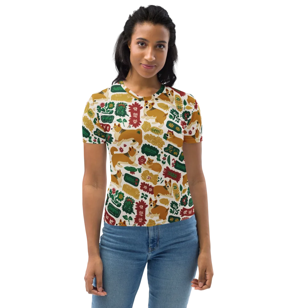 Corgi Conservatory on Women's Crew Neck T-Shirt — Front