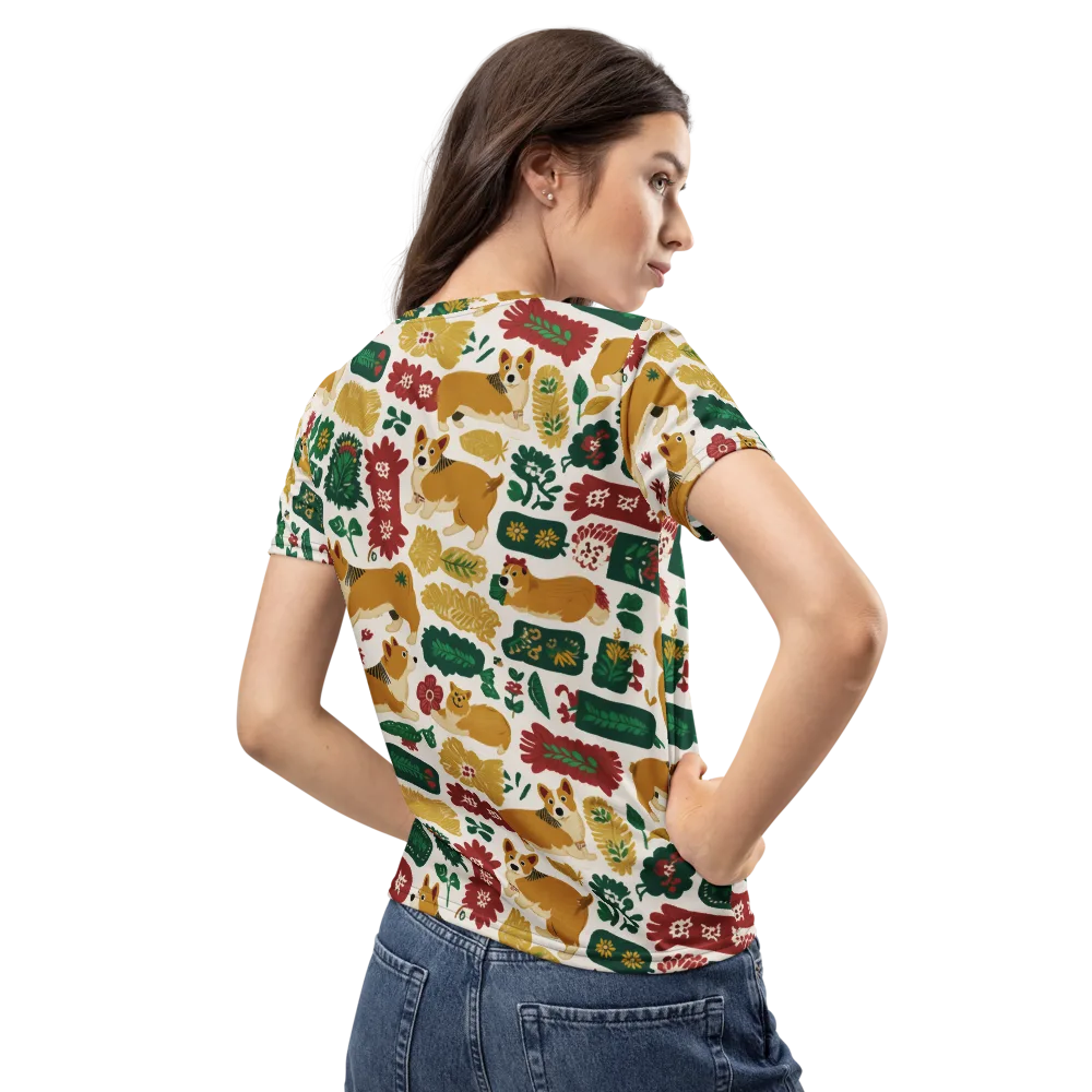 Corgi Conservatory on Women's Crew Neck T-Shirt — Back