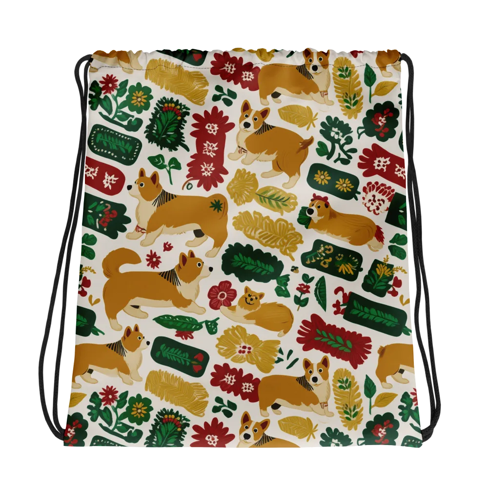 Corgi Conservatory on Drawstring Bag — Photo