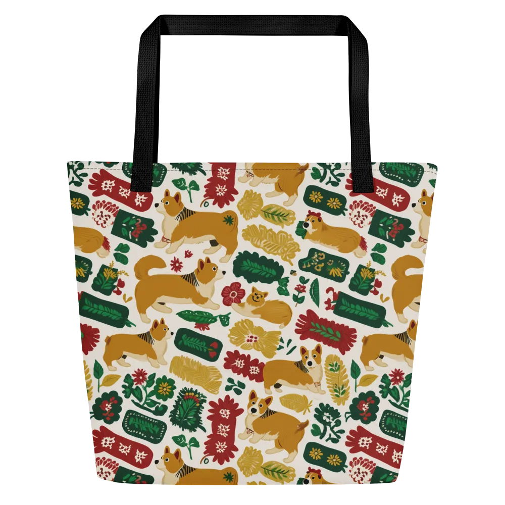 Corgi Conservatory on Large Tote Bag W/ Pocket — Front