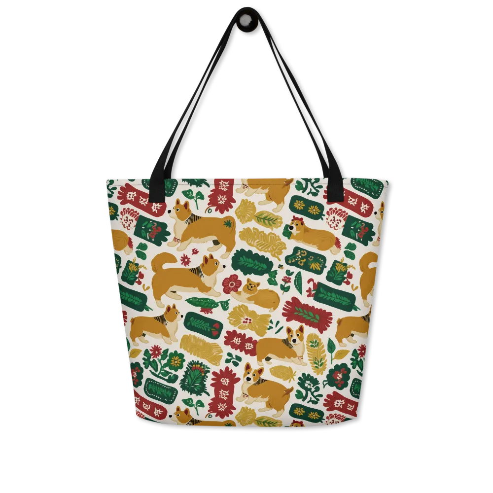 Corgi Conservatory on Large Tote Bag W/ Pocket — Front