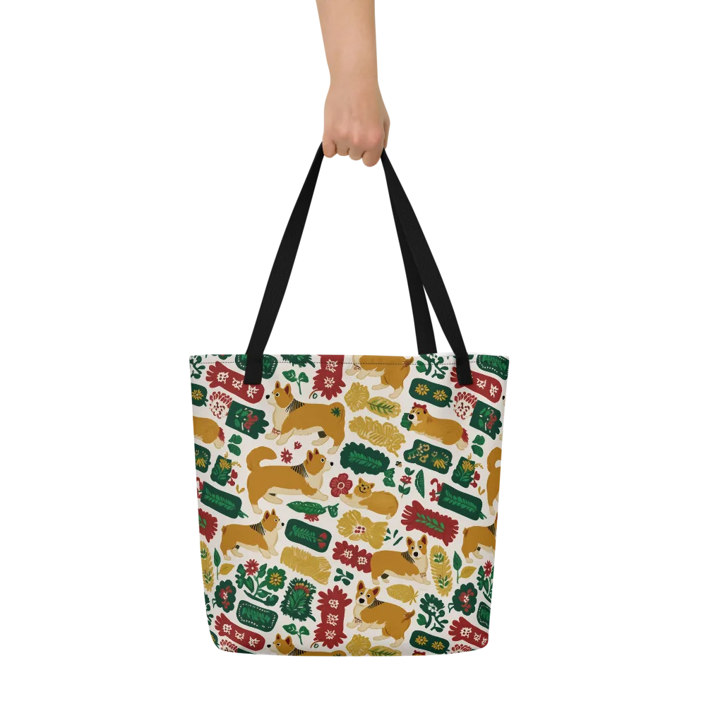 Corgi Conservatory on Large Tote Bag W/ Pocket — Front