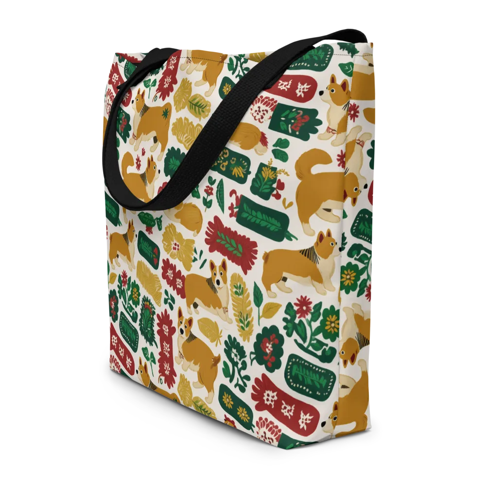 Corgi Conservatory on Large Tote Bag W/ Pocket — Front