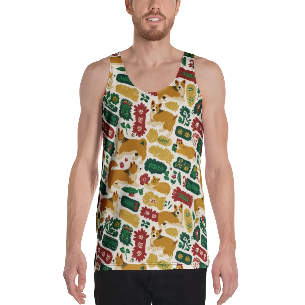 Corgi Conservatory on Men's Tank Top — Front