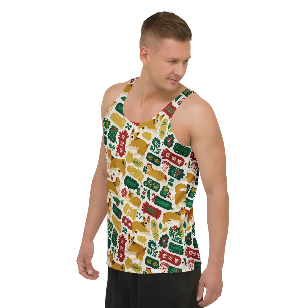 Corgi Conservatory on Men's Tank Top — Left Front