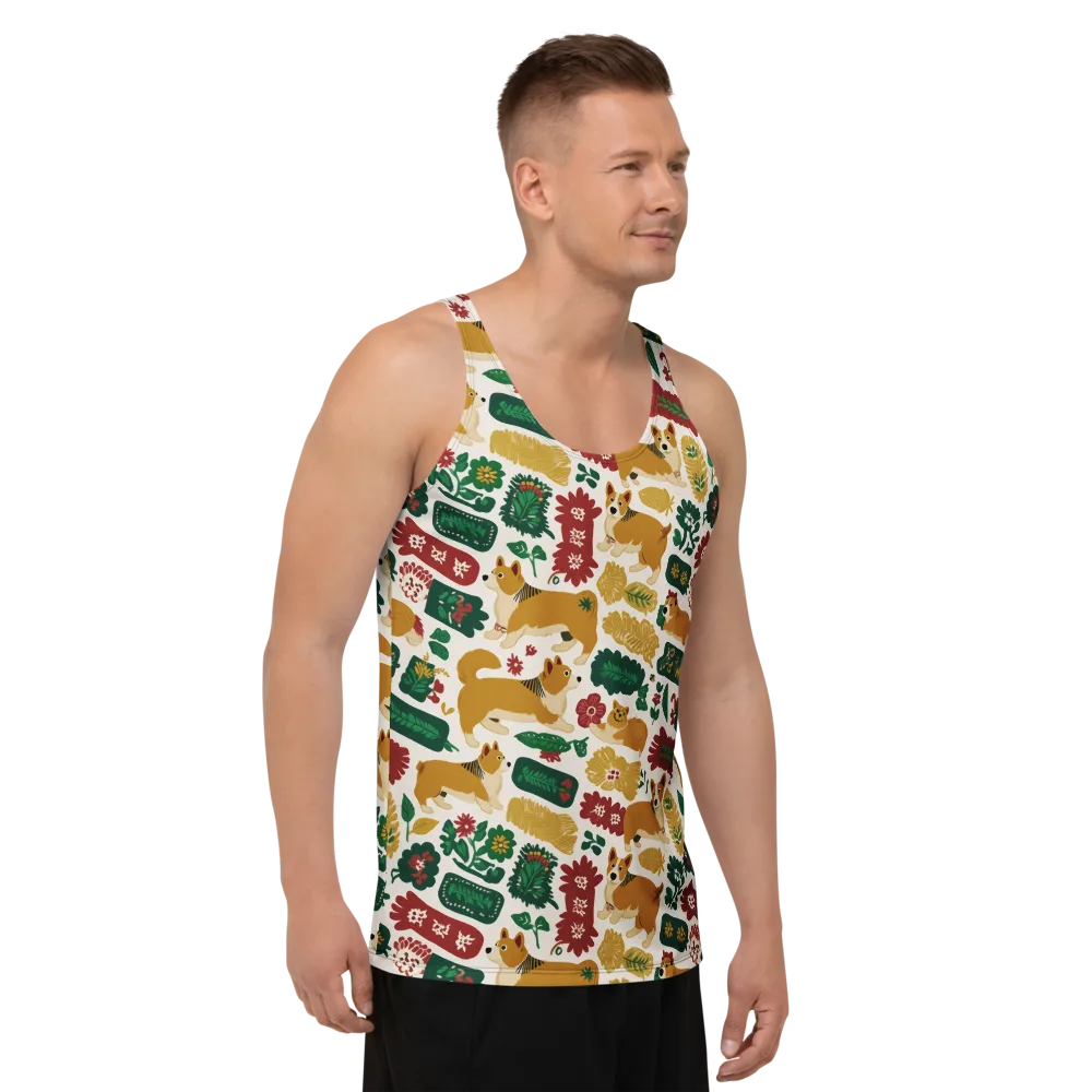 Corgi Conservatory on Men's Tank Top — Right Front