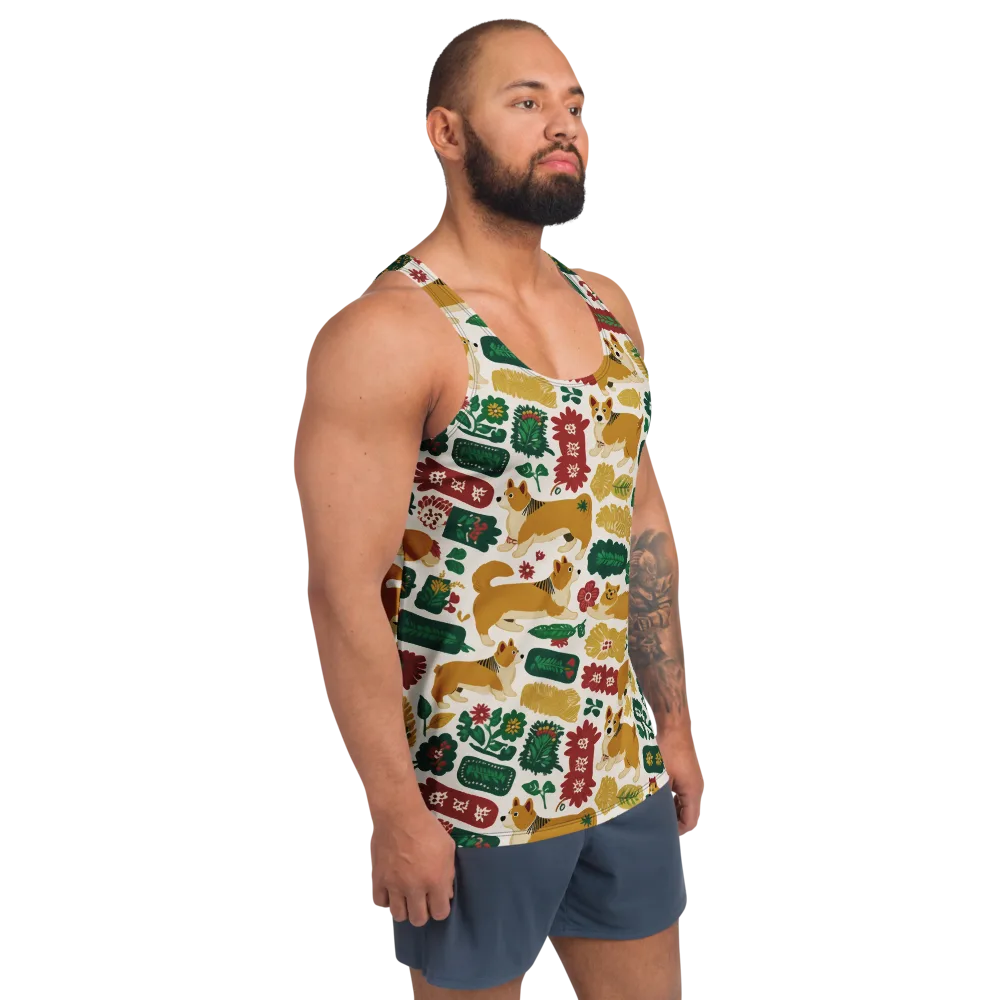 Corgi Conservatory on Men's Tank Top — Right Front