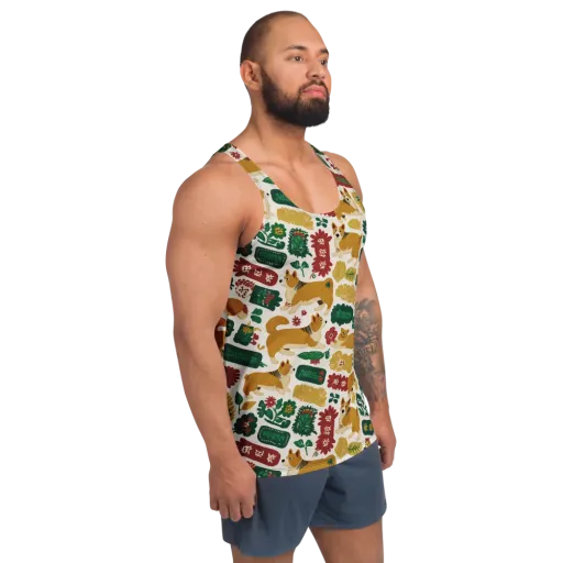 Corgi Conservatory on a Men's Tank Top
