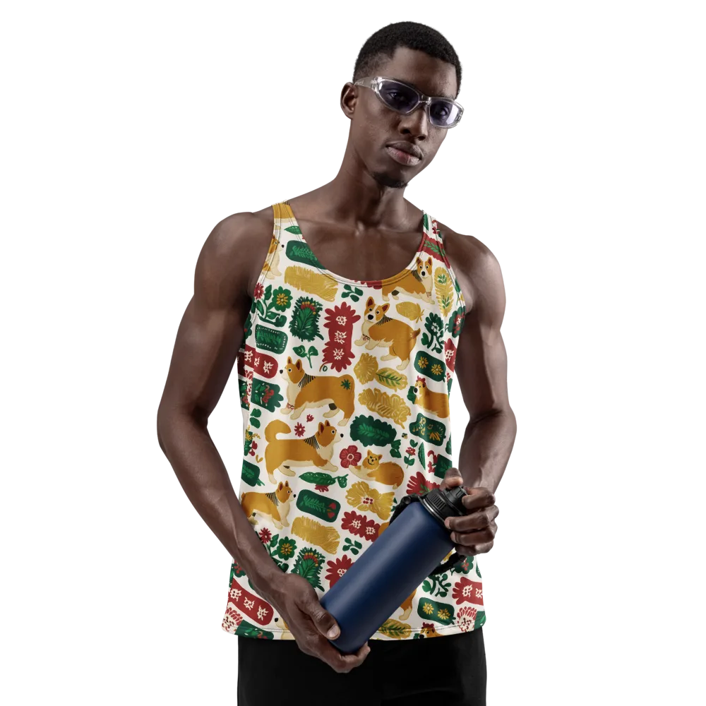 Corgi Conservatory on Men's Tank Top — Front