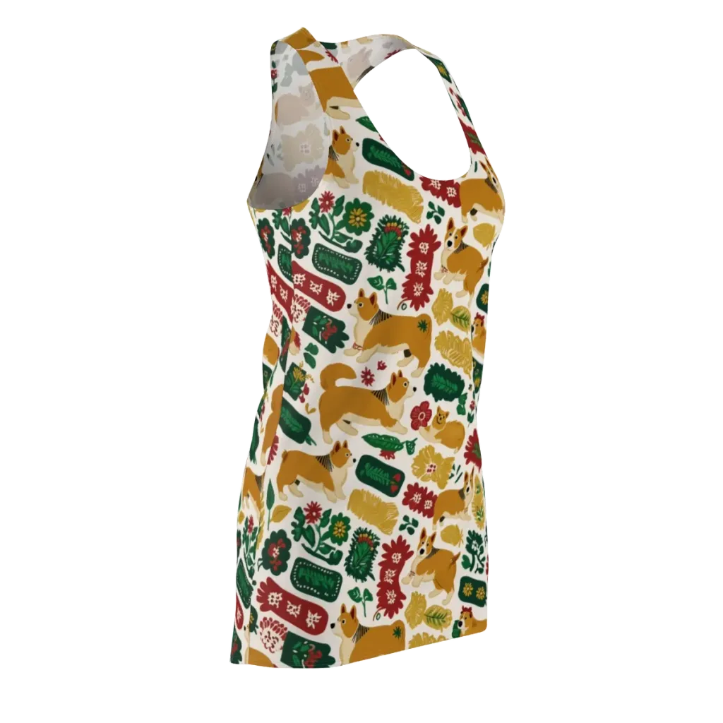 Corgi Conservatory on Racerback Dress — Front Side