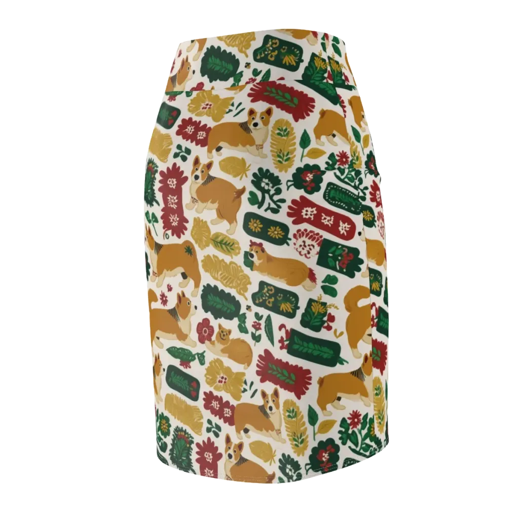 Corgi Conservatory on Pencil Skirt — Back Side
