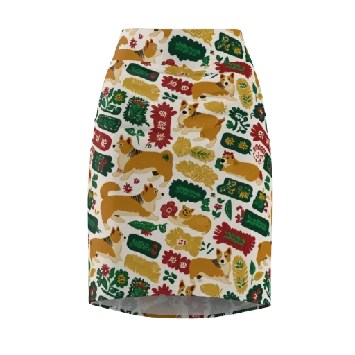 Corgi Conservatory on a Pencil Skirt