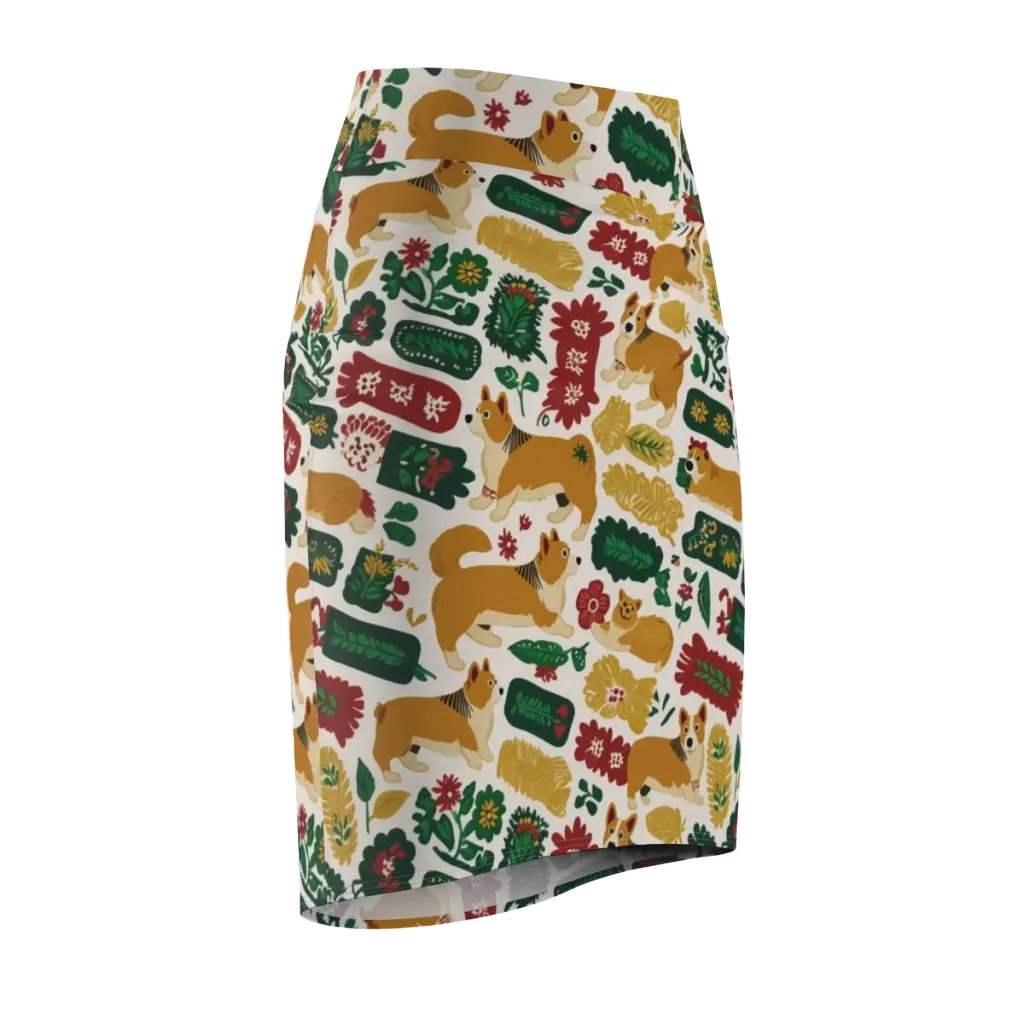 Corgi Conservatory on Pencil Skirt — Front Side