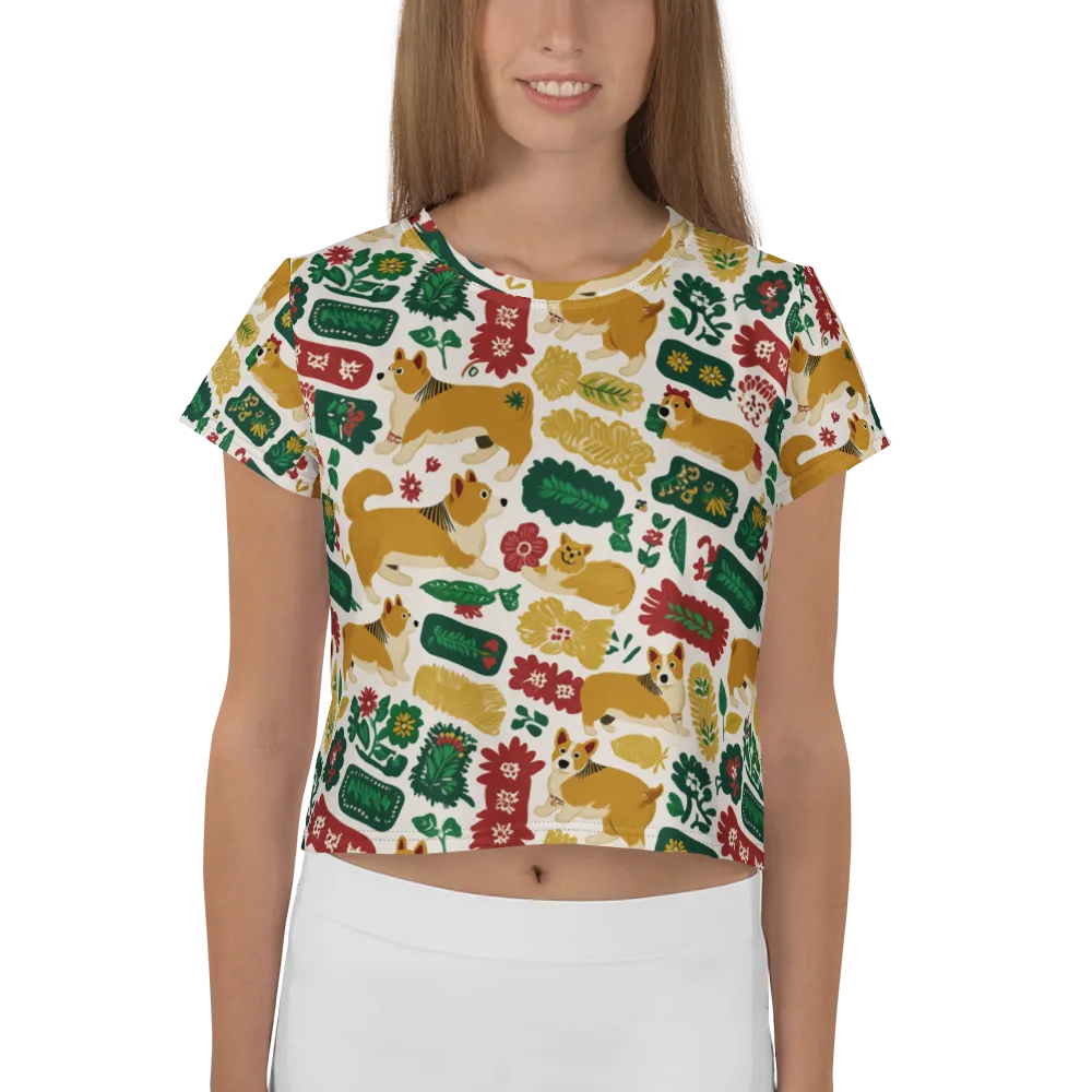 Corgi Conservatory on Crop Tee — Front