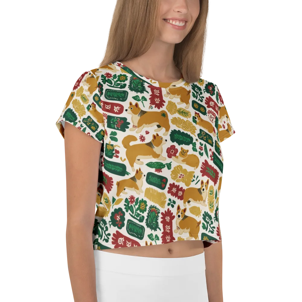 Corgi Conservatory on Crop Tee — Right