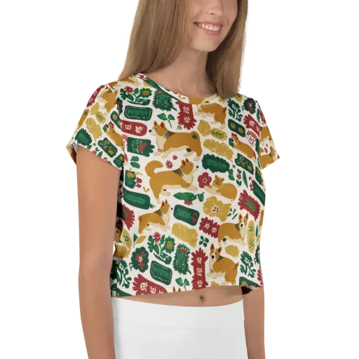Corgi Conservatory on a Crop Tee